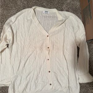 Rumored Cable Knit Lightweight White Knit Cardigan